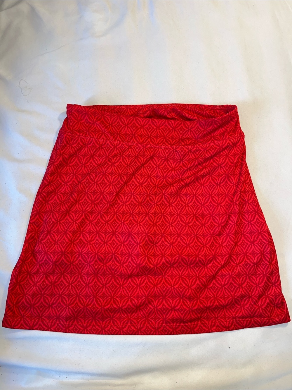 Red Geometric Print Mini Skirt